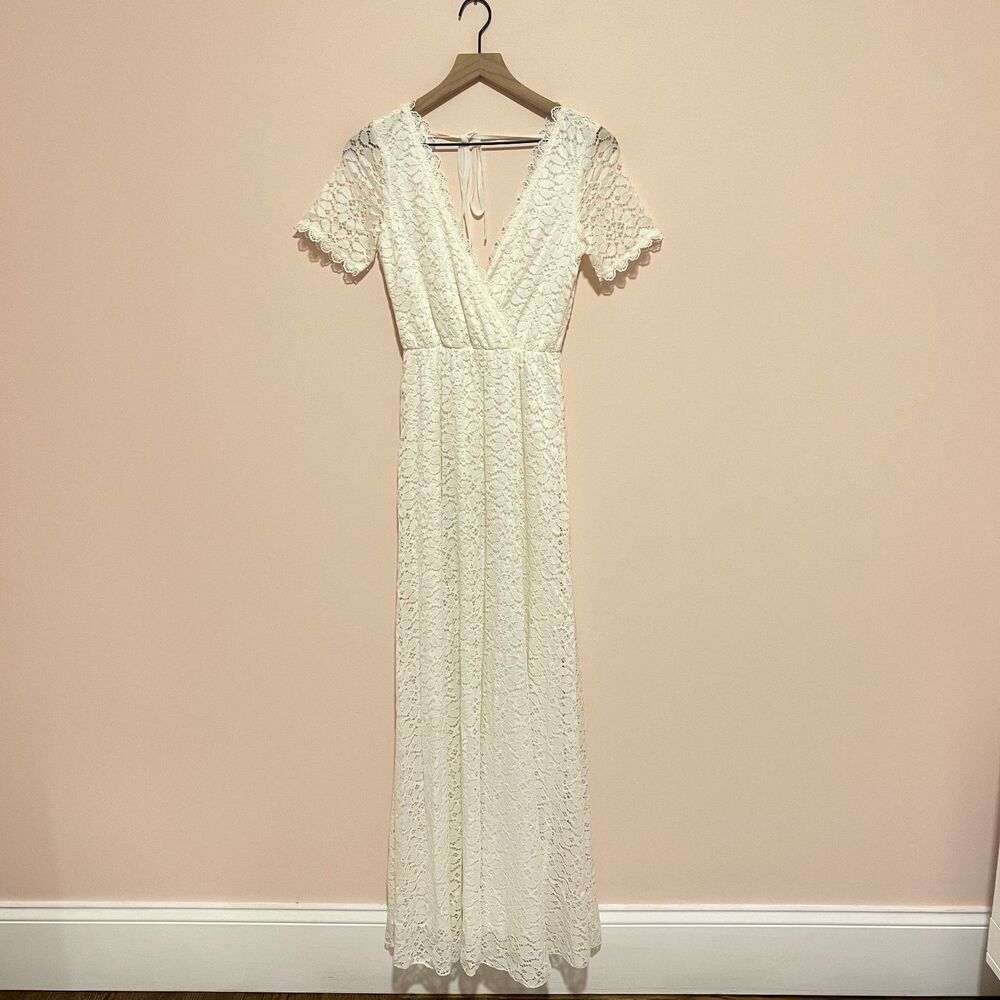 NWT Baltic Born Venice White Lace V Neck Romantic Maxi Dress Size XS - Picture 3 of 11